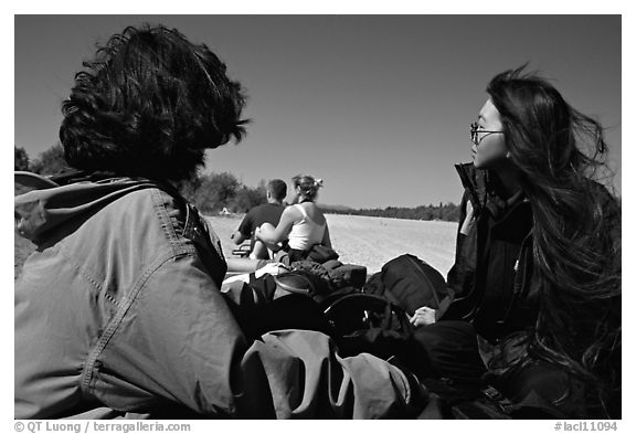 Riding on the gear trailer out of the airstrip in Port Alsworth. Lake Clark National Park, Alaska