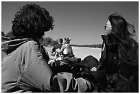 Riding on the gear trailer out of the airstrip in Port Alsworth. Lake Clark National Park, Alaska (black and white)