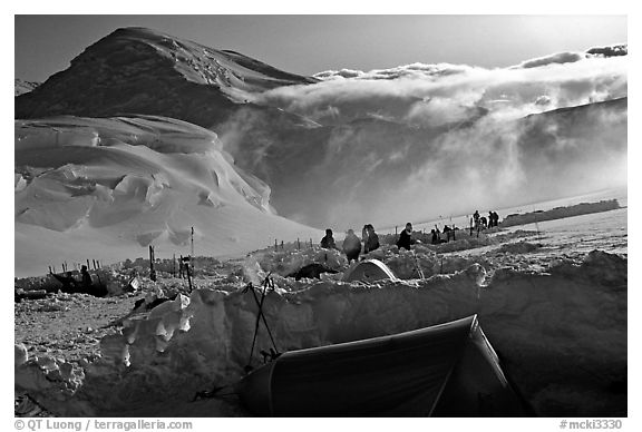 The first important camp, where people gather at a same spot, is found at 11000. Denali, Alaska