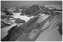 Summit ridge of Mt McKinley. Denali, Alaska (black and white)