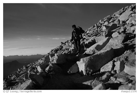 Descending Mt Whitney trail near sunset. Sequoia National Park, California