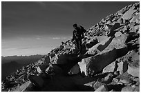 Descending Mt Whitney trail near sunset. Sequoia National Park, California (black and white)