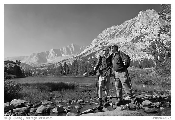 Father and son at Long Lake, John Muir Wilderness. Kings Canyon National Park, California