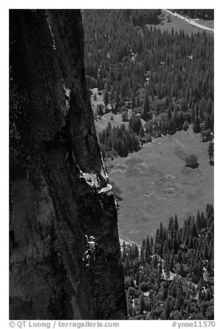 Climber of the Yosemite Falls wall. Yosemite National Park, California