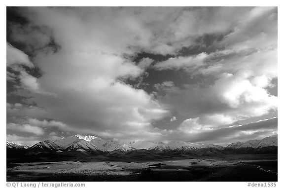 Alaska Range and sky, Polychrome Pass. Denali National Park (black and white)
