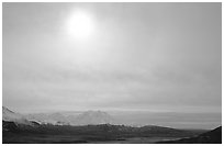 Halo above Alaska Range. Denali National Park ( black and white)