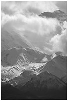 Mt Mc Kinley in the clouds from Wonder Lake area. Denali National Park ( black and white)