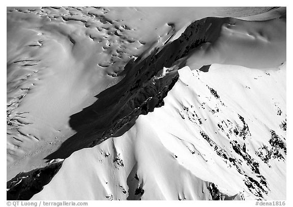 Mountain ridge and glacier. Denali National Park (black and white)