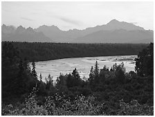 Mt Mc Kinley from Denali State Park. Denali National Park ( black and white)