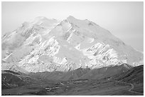 North Face of Mt McKinley above Thorofare Pass. Denali National Park ( black and white)