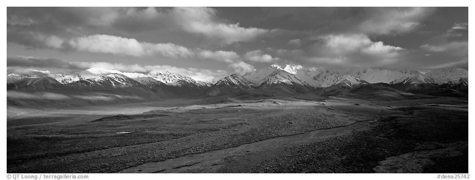 Mountain landscape with clouds. Denali  National Park (black and white)