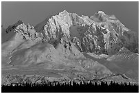 Mt Hunter, winter sunrise. Denali National Park, Alaska, USA. (black and white)