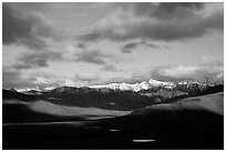 Alaska Range and clouds from Polychrome Pass, evening. Denali National Park, Alaska, USA. (black and white)