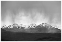 Rain clouds and Alaska Range. Denali National Park ( black and white)