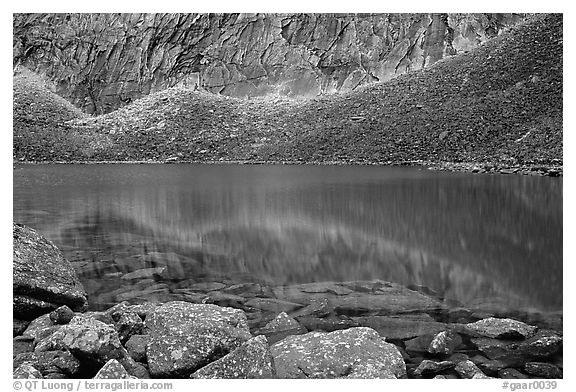 Lake I in Aquarius Valley near Arrigetch Peaks. Gates of the Arctic National Park, Alaska, USA.