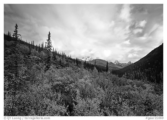 Arrigetch valley and clouds. Gates of the Arctic National Park, Alaska, USA.