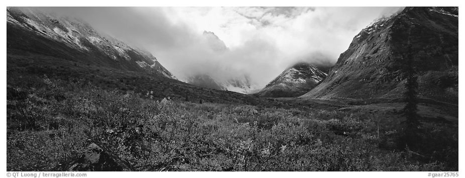 Brooks range landscape in the fall. Gates of the Arctic National Park (black and white)