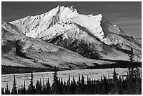 Brooks Range mountains in winter. Gates of the Arctic National Park, Alaska, USA. (black and white)