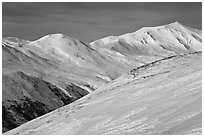 Brooks Range near Aitigun Pass in winter. Gates of the Arctic National Park ( black and white)