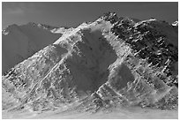 Brooks Range mountains above Artic Plain. Gates of the Arctic National Park, Alaska, USA. (black and white)