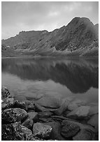 Lake II in Aquarius Valley near Arrigetch Peaks. Gates of the Arctic National Park, Alaska, USA. (black and white)