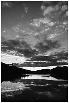 Sky and Alatna River reflections,  sunset. Gates of the Arctic National Park, Alaska, USA. (black and white)