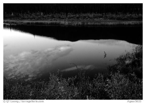 Alatna River reflections, sunset. Gates of the Arctic National Park (black and white)
