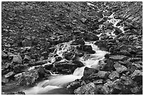 Stream cascading through rocks. Gates of the Arctic National Park ( black and white)