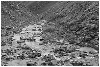 Stream in narrow gorge. Gates of the Arctic National Park ( black and white)