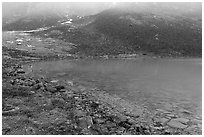Lakeshore and rocky slopes. Gates of the Arctic National Park ( black and white)