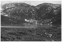 Lake and Three River Mountain foothills. Gates of the Arctic National Park ( black and white)