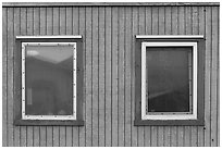 Buildings window reflexion, Anaktuvuk Pass Ranger Station. Gates of the Arctic National Park ( black and white)