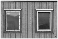 Buildings window reflexion, Anaktuvuk Pass Ranger Station. Gates of the Arctic National Park ( black and white)