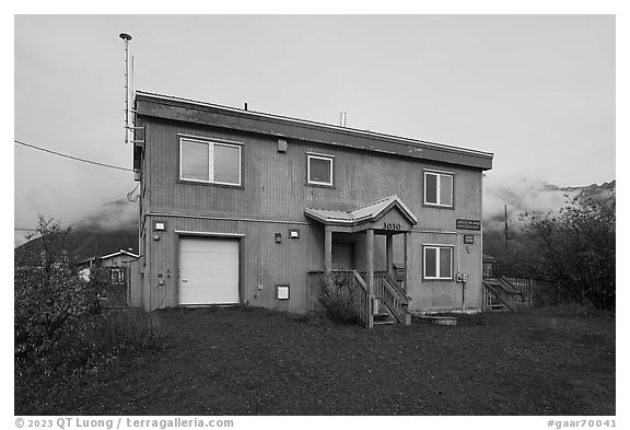 Ranger Station, Anaktuvuk Pass. Gates of the Arctic National Park (black and white)
