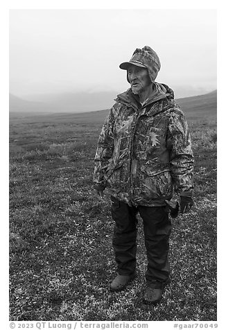 Nunamiut man. Gates of the Arctic National Park (black and white)