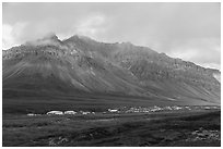 Anaktuvuk Pass and Soakpak Mountain. Gates of the Arctic National Park ( black and white)