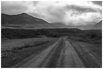 Road and Three River Mountain, Anaktuvuk Pass. Gates of the Arctic National Park ( black and white)