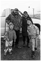 Nuamiunt family, Anaktuvuk Pass Airport. Gates of the Arctic National Park ( black and white)