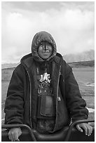 Nuamiunt boy, Anaktuvuk Pass Airport. Gates of the Arctic National Park ( black and white)