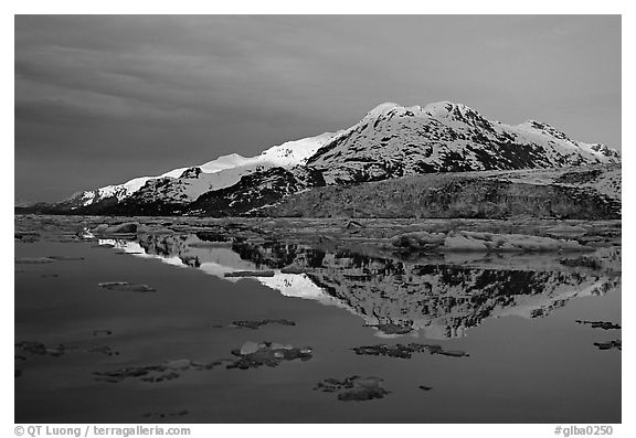 Mt Parker reflected in West arm. Glacier Bay National Park (black and white)