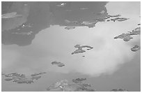 Ice and reflections, Mc Bride inlet. Glacier Bay National Park, Alaska, USA. (black and white)