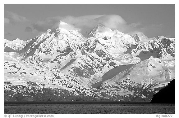 The Fairweather range, West arm. Glacier Bay National Park (black and white)