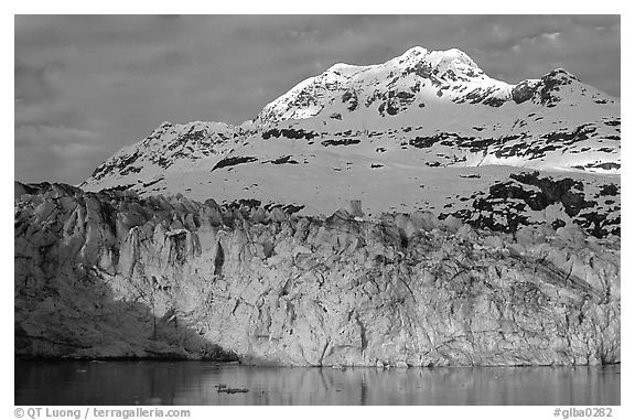 Lamplugh glacier and Mt Cooper. Glacier Bay National Park (black and white)