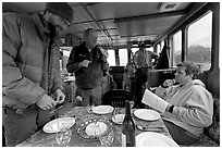 Appetizer served in the main cabin of the Kahsteen. Glacier Bay National Park ( black and white)