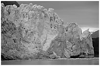 Blue ice on the face of Margerie Glacier. Glacier Bay National Park, Alaska, USA. (black and white)