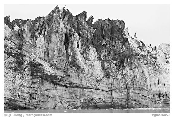 Face of Margerie Glacier with black ice. Glacier Bay National Park (black and white)