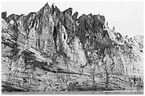 Face of Margerie Glacier with black ice. Glacier Bay National Park, Alaska, USA. (black and white)