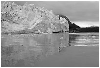 Margerie Glacier reflected in Tarr Inlet. Glacier Bay National Park, Alaska, USA. (black and white)