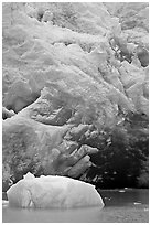 Iceberg and ice cave at the base of Reid Glacier. Glacier Bay National Park ( black and white)