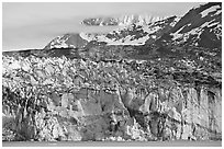 Ice face of Lamplugh glacier. Glacier Bay National Park, Alaska, USA. (black and white)